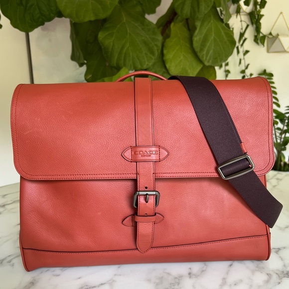Coach Hudson Messenger Crossbody Laptop Bag Terracotta Leather - Picture 1 of 16